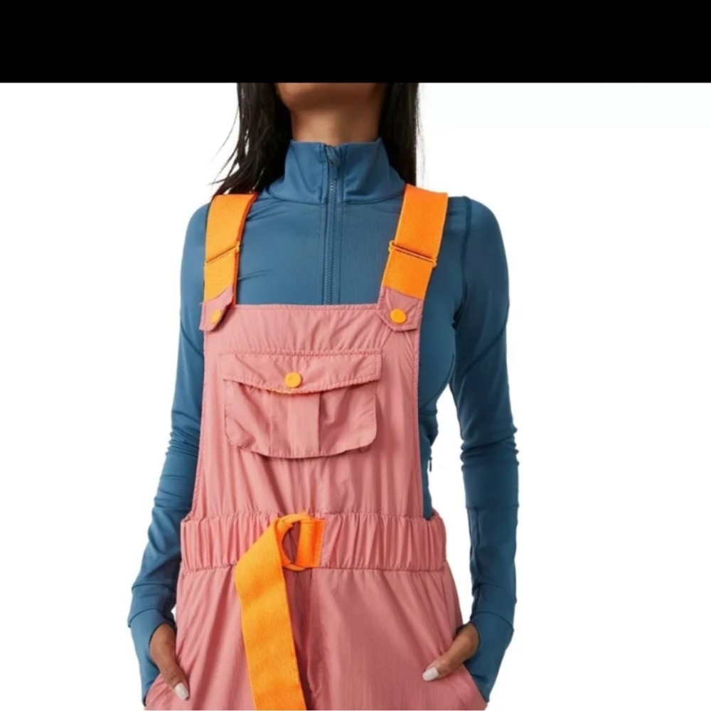 NWT free people pink and orange overalls - Picture 5 of 15